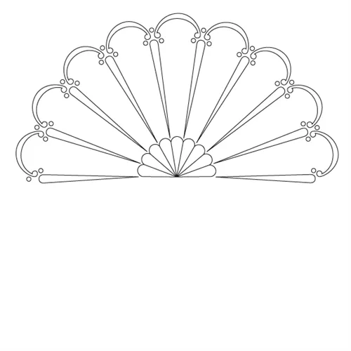 CMT Šablona na ornamenty růžicové vzory Velký španělský vějíř 400mm