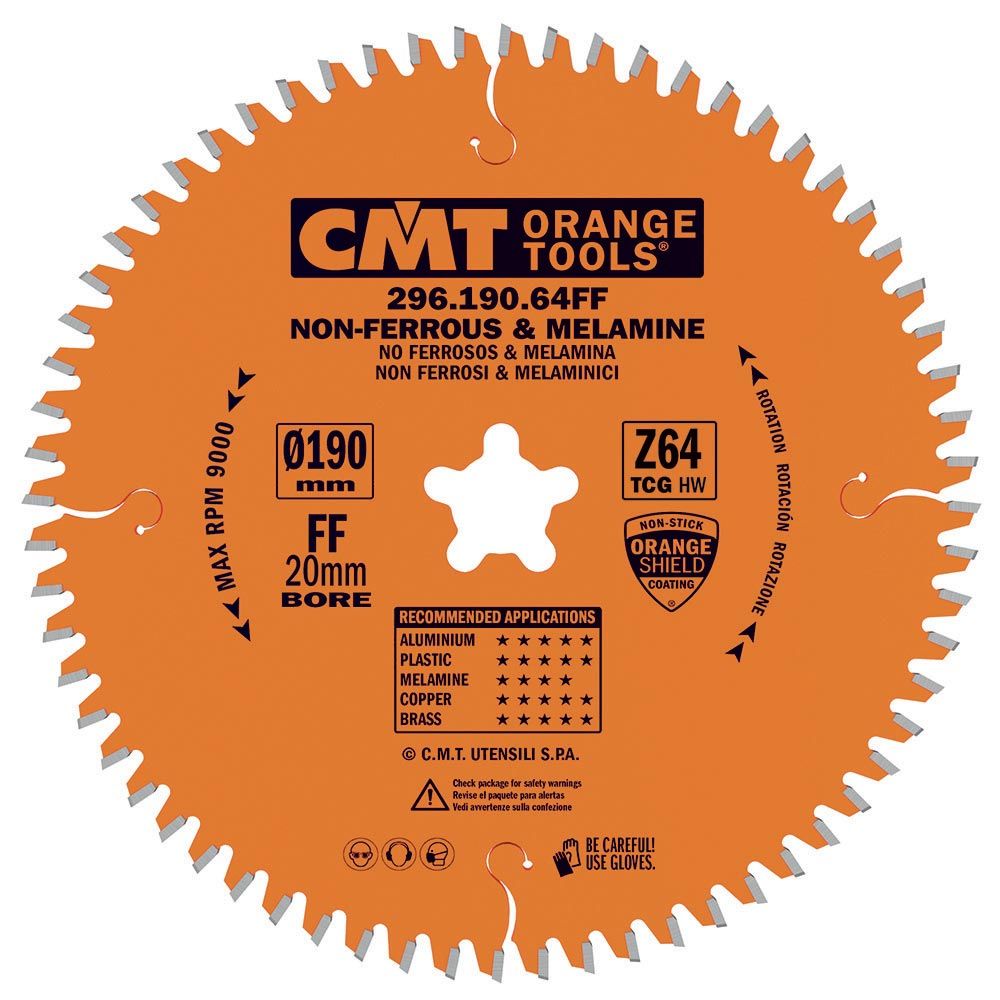 CMT Orange Pilový kotouč na lamino, plast a neželezné kovy - D190x2,8 d20 Z64 HW Festool C29619064FF